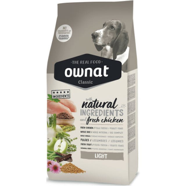 Croquettes Ownat Classic light pour chien adulte