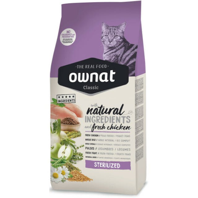 Croquettes Ownat Classic Sterilized pour chat adulte stérilisé