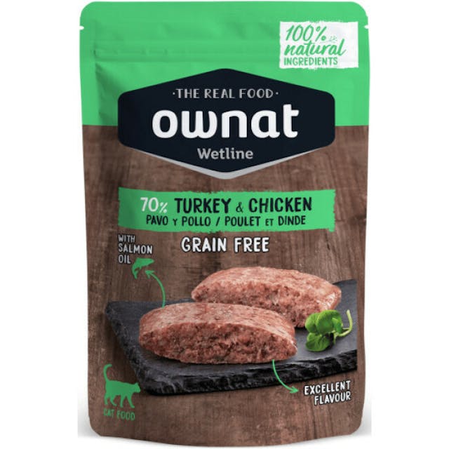 Sachet humide Ownat Wetline poulet/dinde pour chat adulte