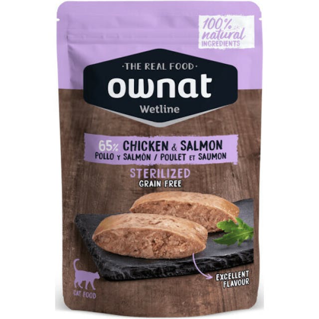 Sachet humide Ownat Wetline Sterilized poulet/saumon pour chat adulte stérilisé