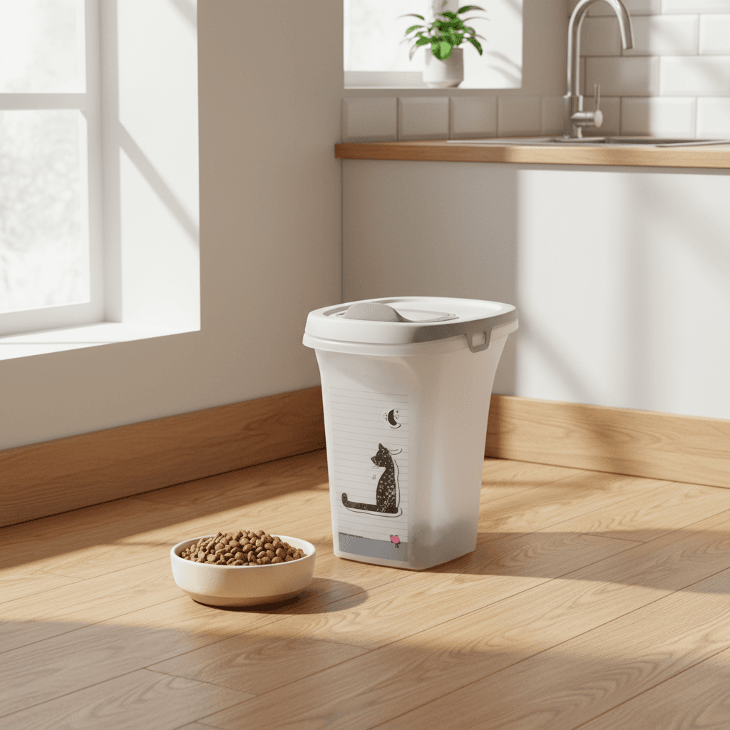 Conteneur à croquettes blanc pour chat Cats in love