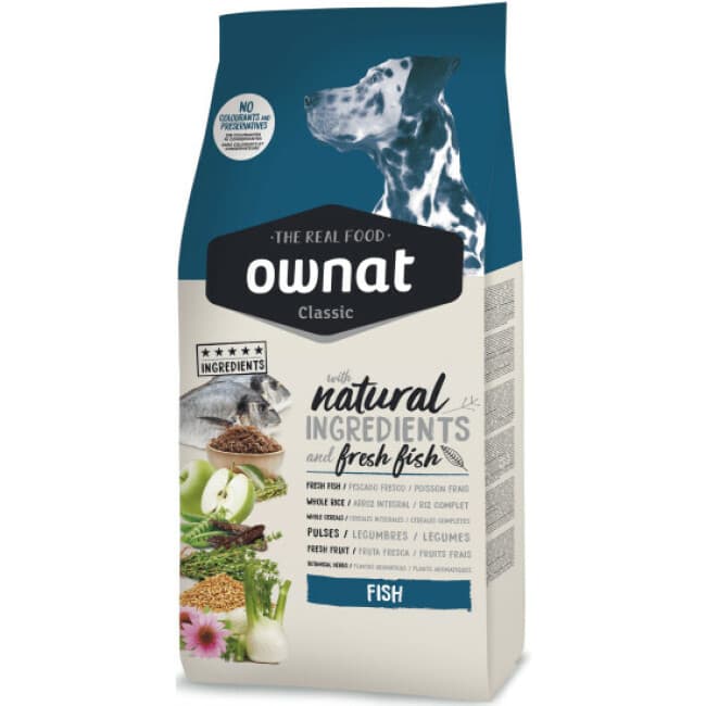 Croquettes Ownat Classic au poisson pour chien