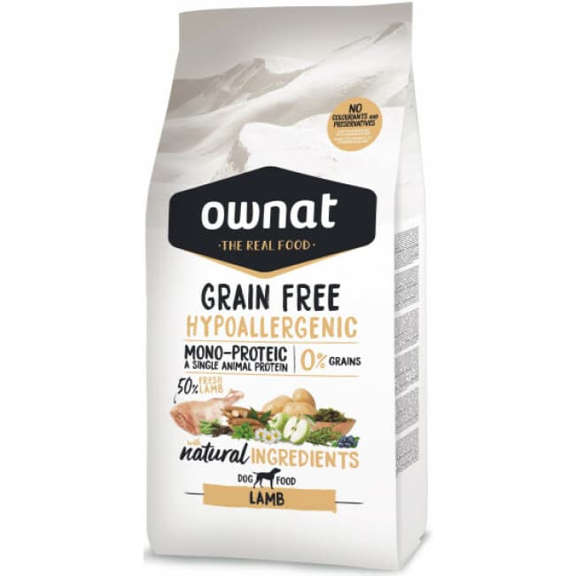 Croquettes Ownat Grain Free Hypoallergenic Adulte Agneau sans céréales pour chien adulte
