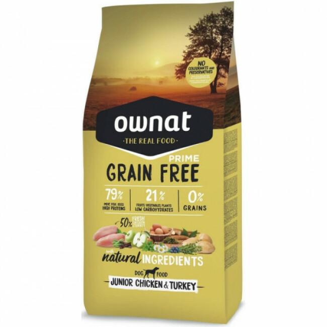 Croquettes Ownat Prime Grain Free Junior sans céréales au poulet pour chiot