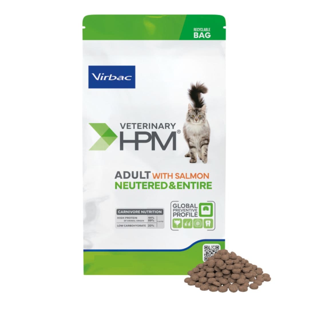 Croquettes Virbac HPM Neutered & Entire adulte au saumon pour chat