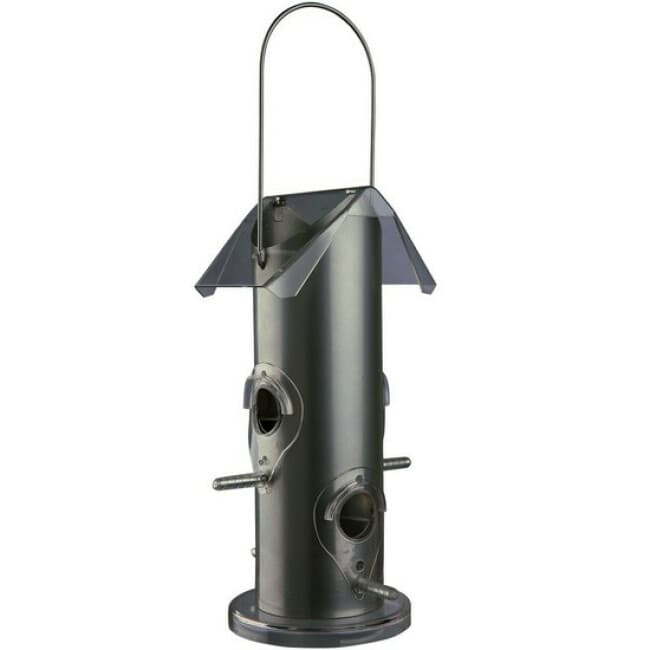Distributeur de nourriture en métal argenté pour oiseaux Trixie