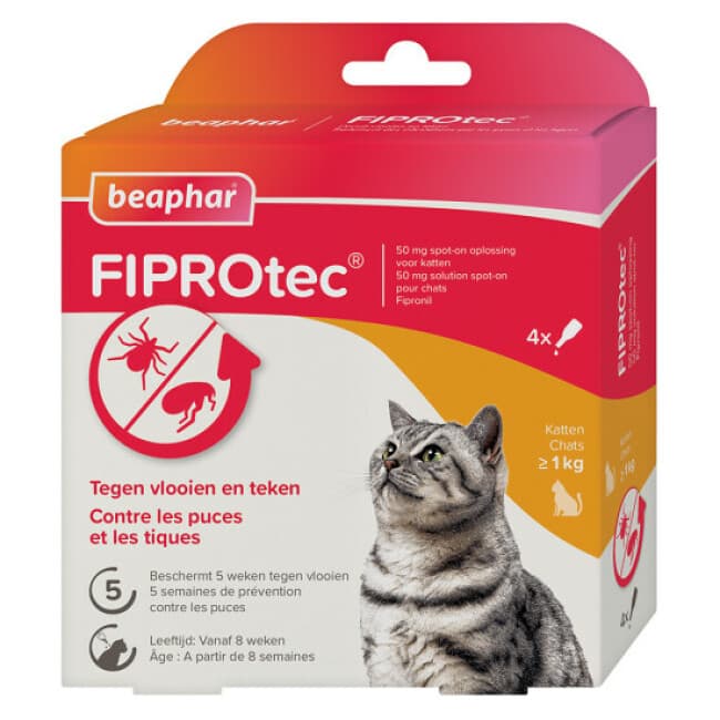 Pipettes antiparasitaires Fiprotec spot on Beaphar pour chat