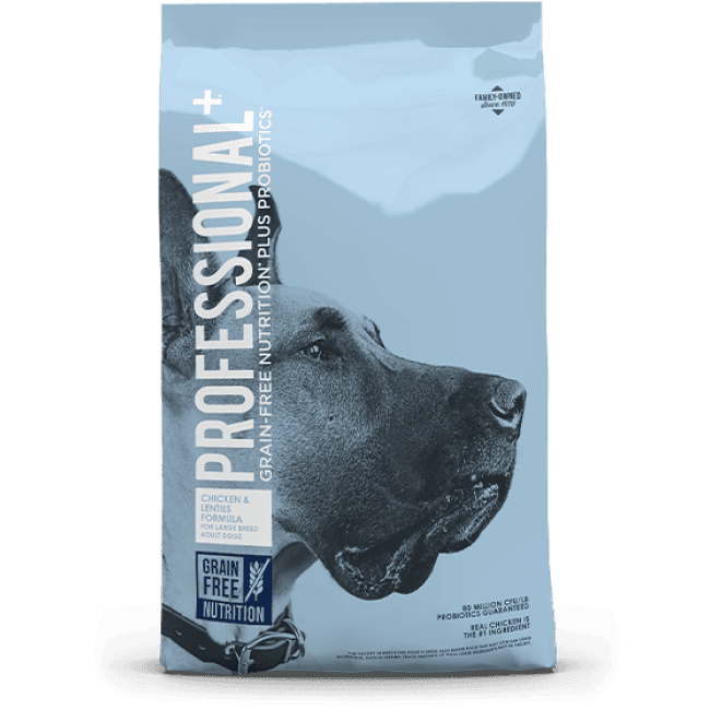 Professional+ Grain Free poulet et lentilles pour chien adulte de grande race