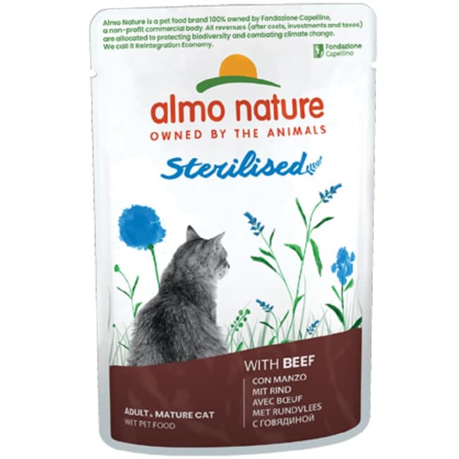 Pâtée Almo Nature Holistic Sterilised pour chat stérilisé - Lot de 5 Pochons 70 g